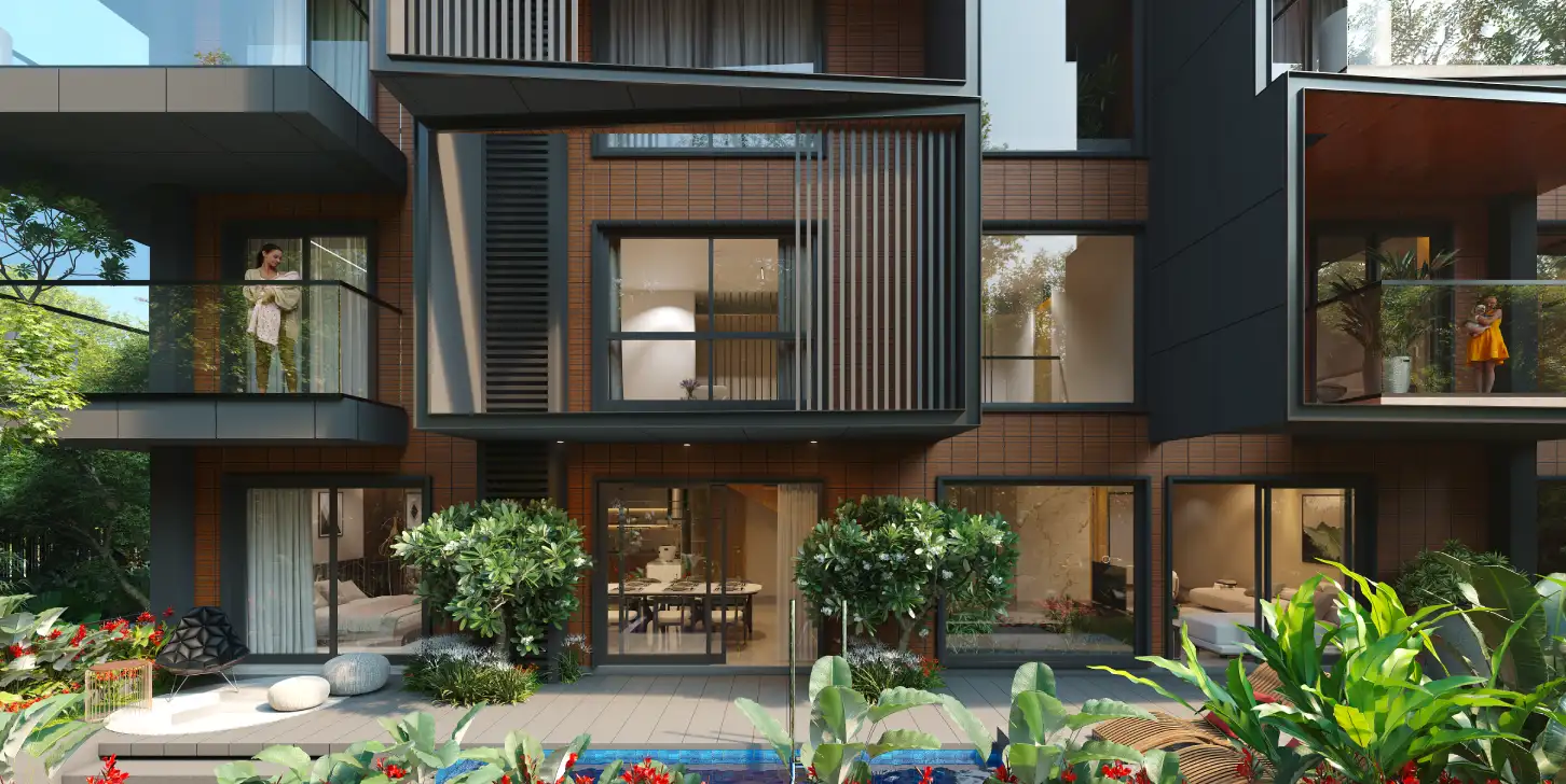 Courtyard duplex villament