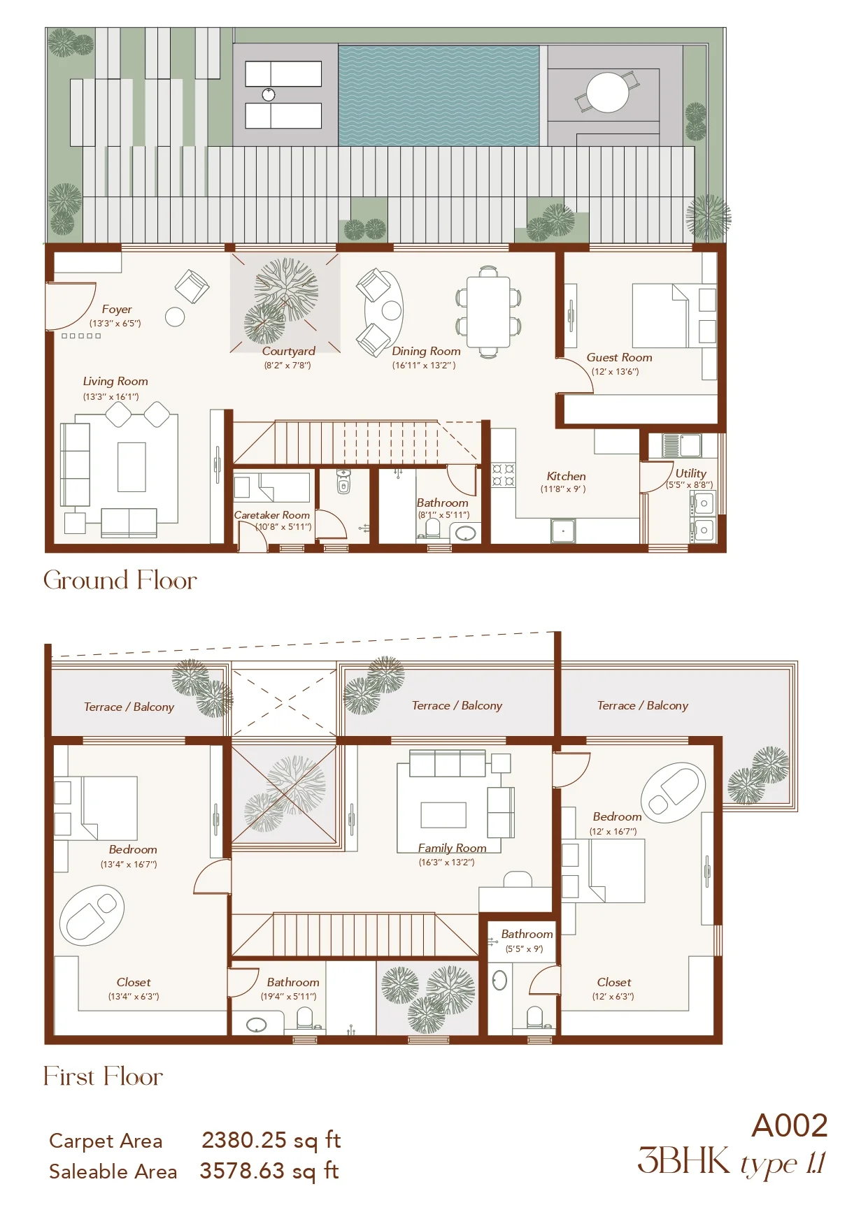 Echoes of Eden 3 BHK Duplex floor plan 1
