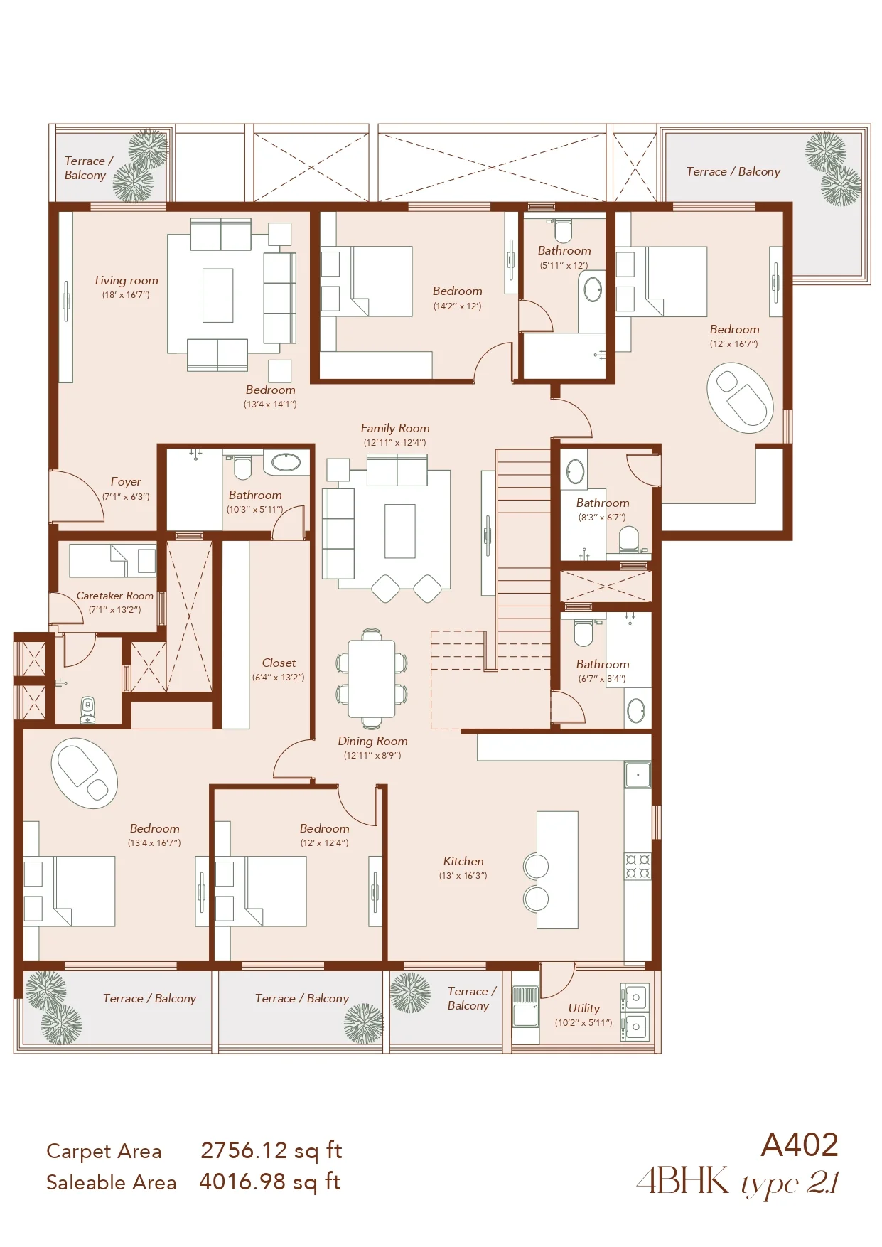 Echoes of Eden 4 BHK Sky Villa floor plan 16