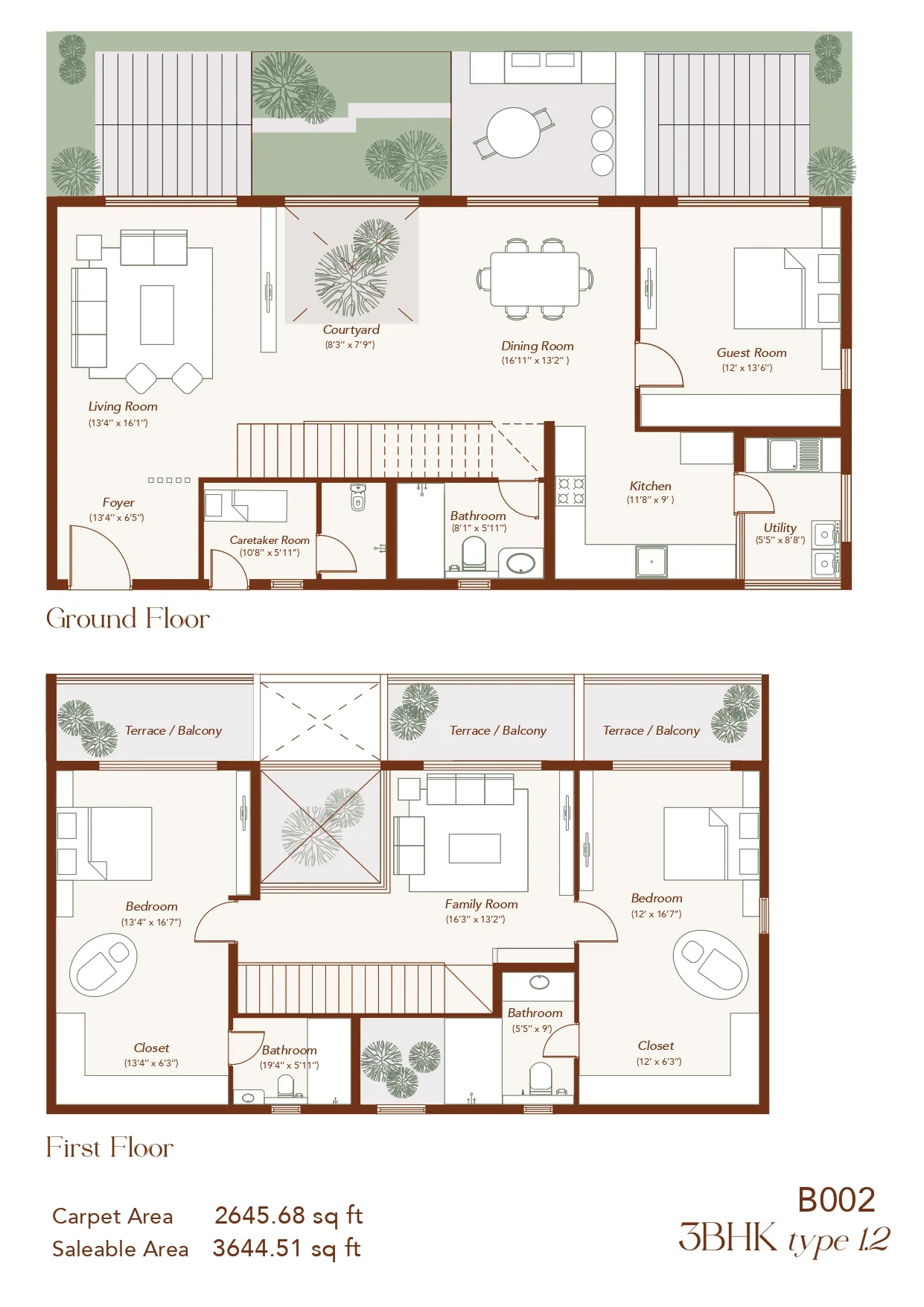 Echoes of Eden 3 BHK Duplex floor plan 2