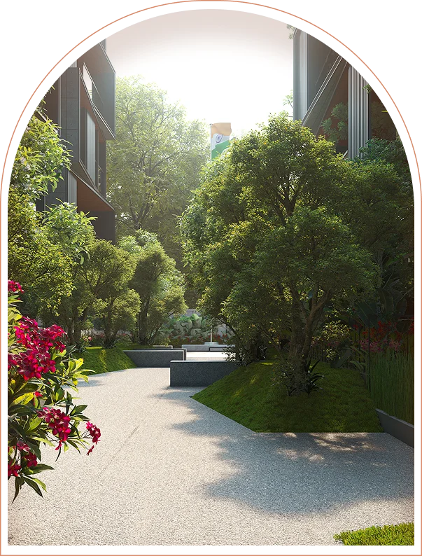 Landscaped courtyard at Echoes of Eden